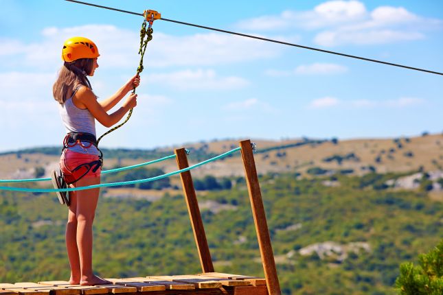 Girl on Zipline in Freeport Bahamas